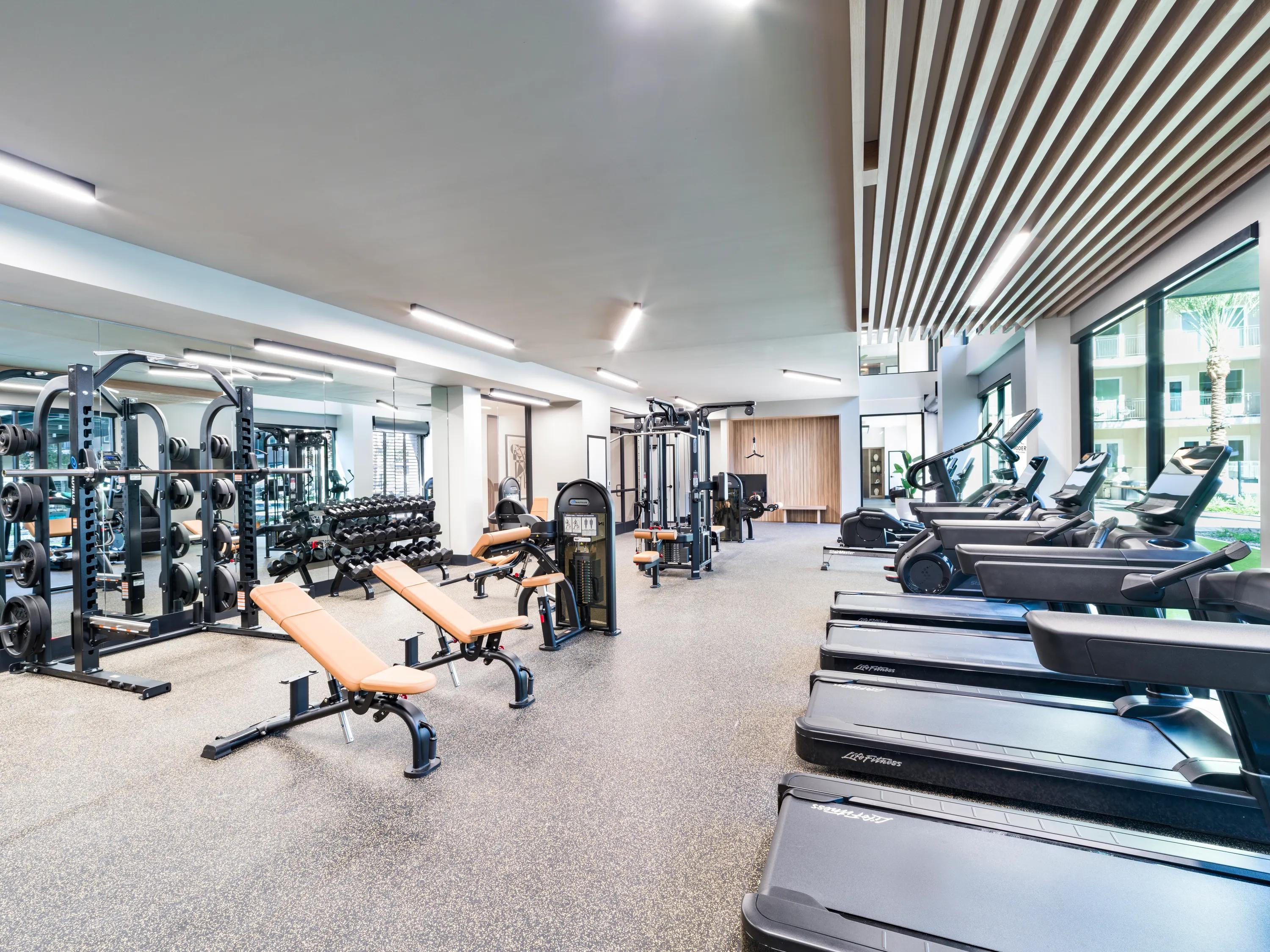 fitness center with weight and aerobic equipment modera kierland apartment homes for rent in scottsdale az