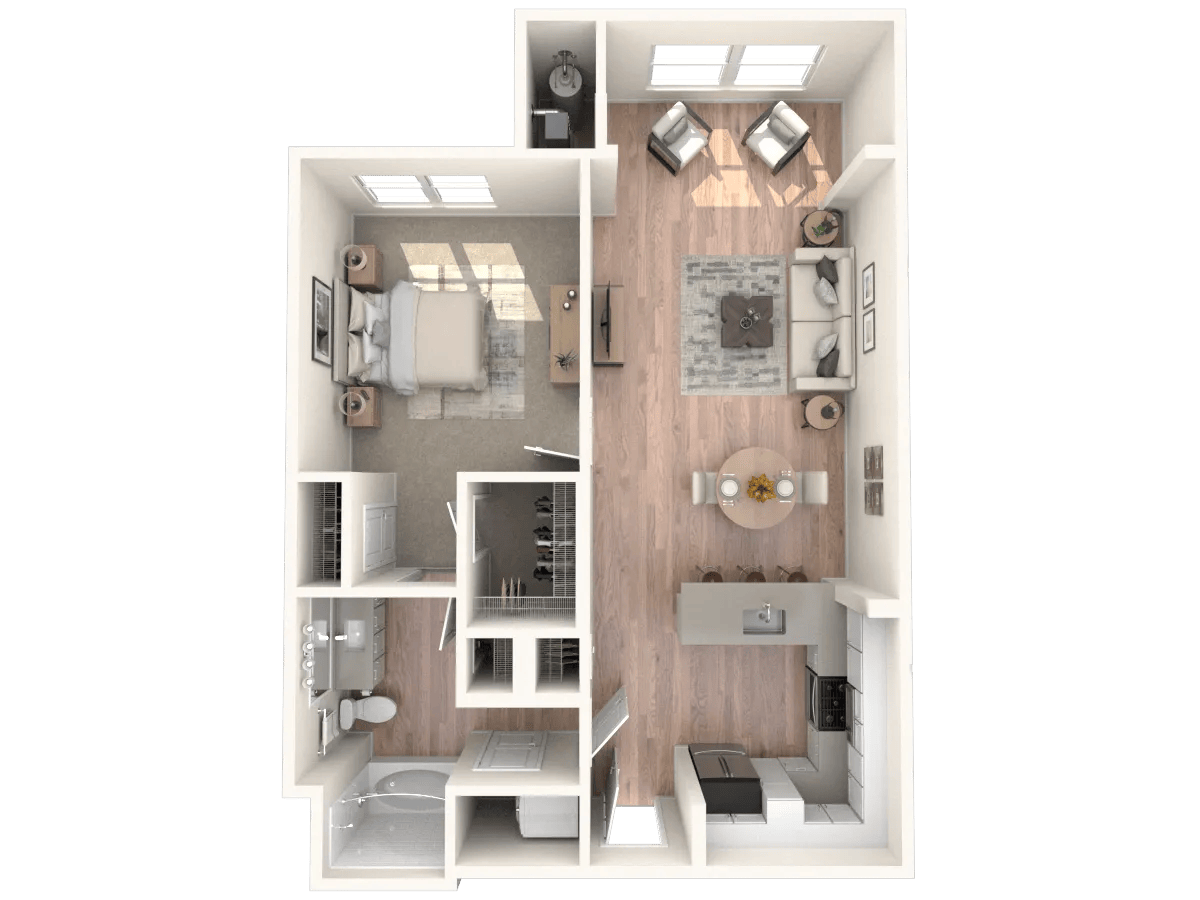 849 square foot one bed one bath floor plan image