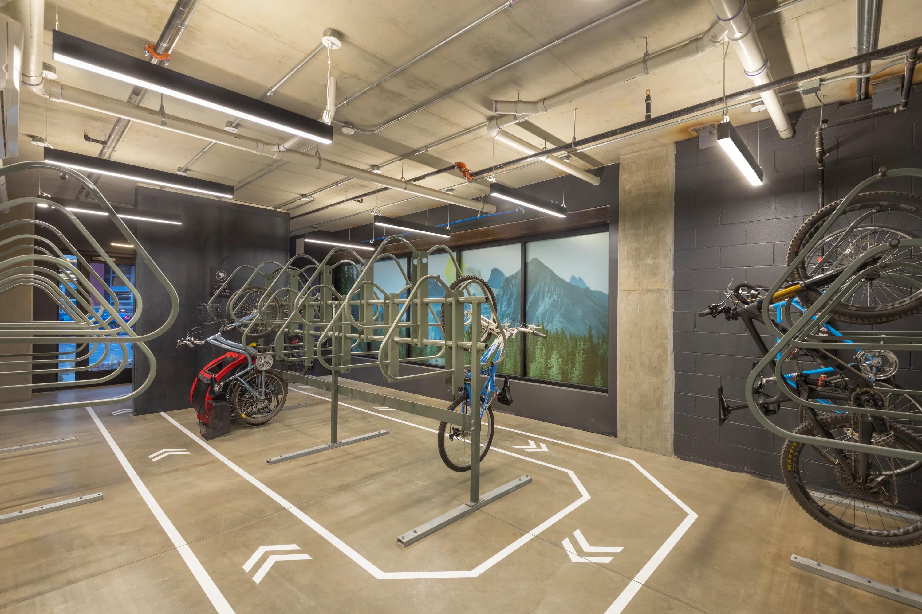 Controlled Access Bike Room with Bike Racks and a Fully-Equipped Workstation