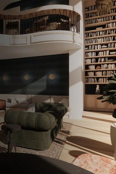 fireplace lounge clubroom rendering modera university park apartment homes for rent in denver co