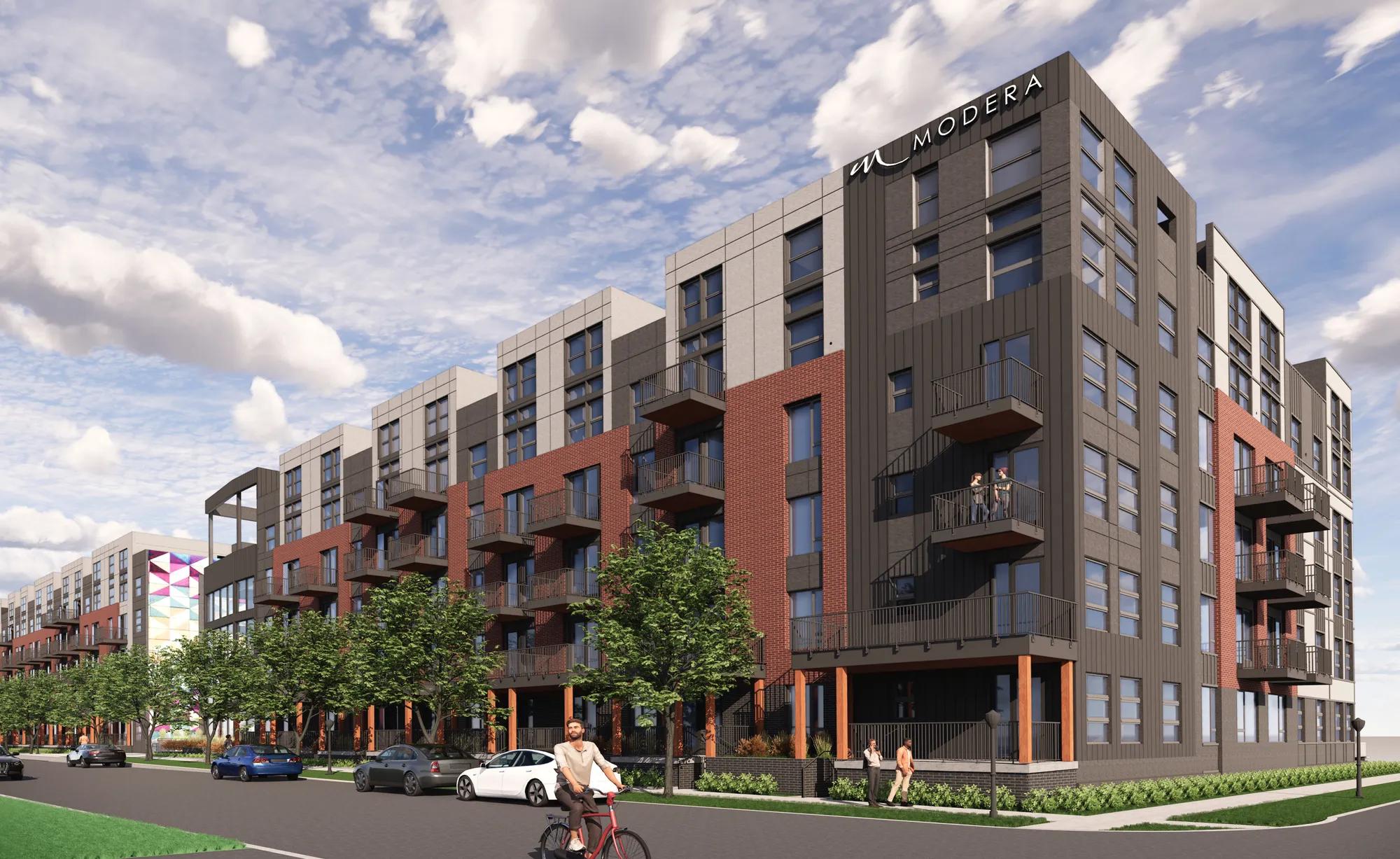 street level view of modera university park apartment homes for rent in denver co