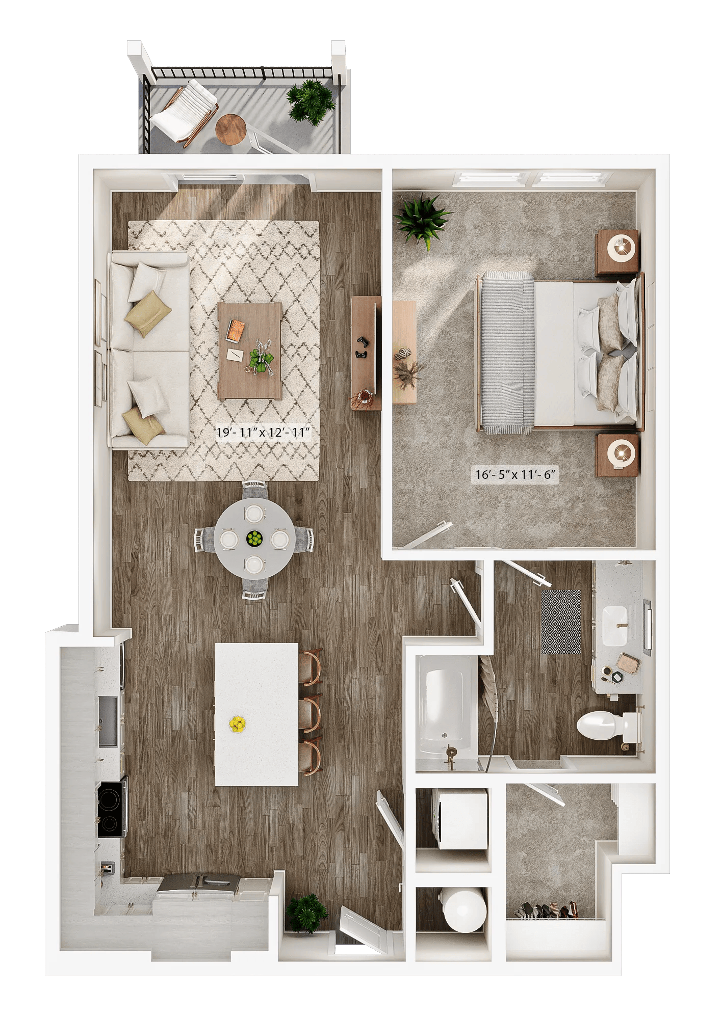 842 square foot one bedroom one bath apartment floor plan image