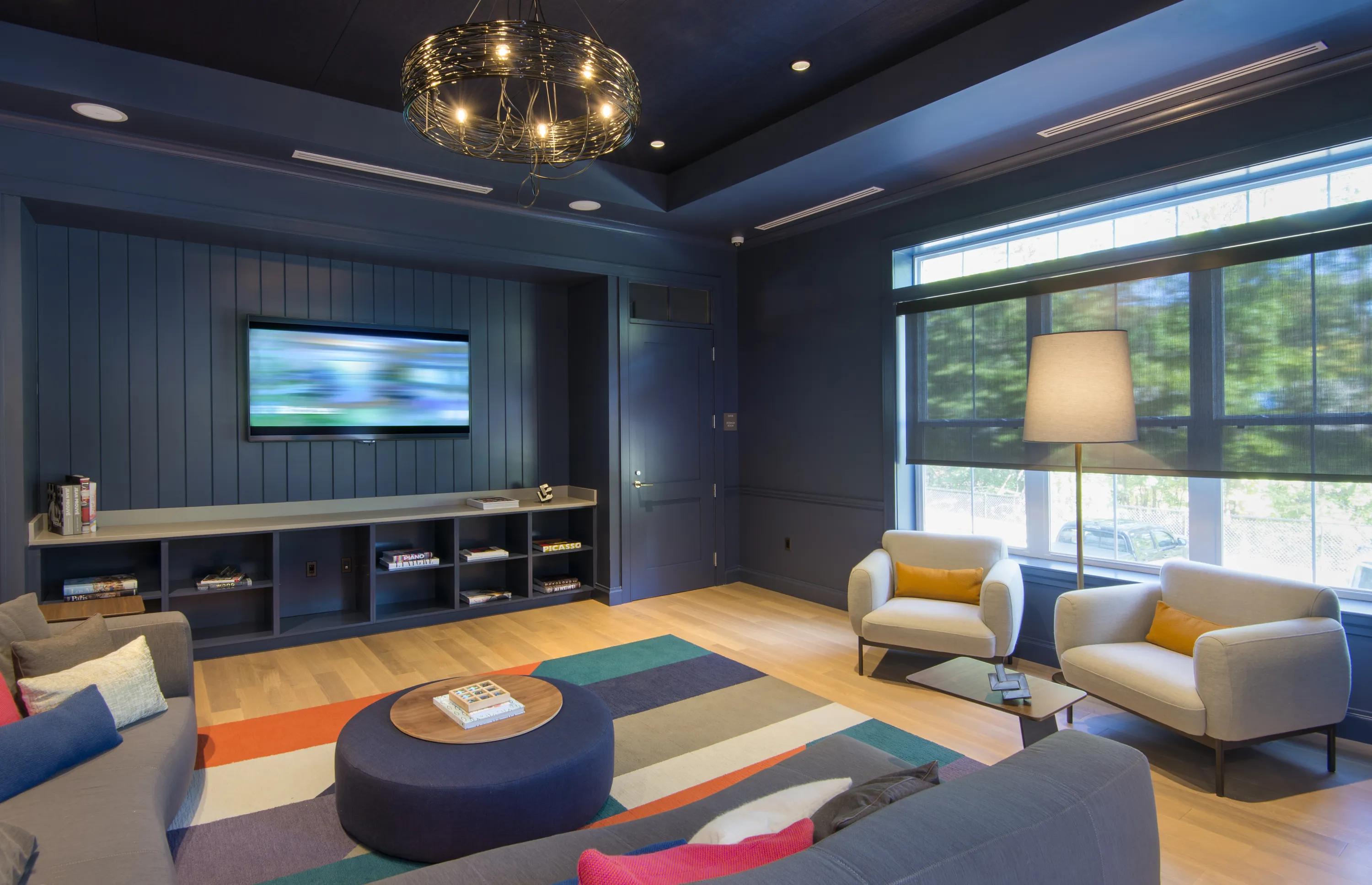 Image of theater room at Modera Needham