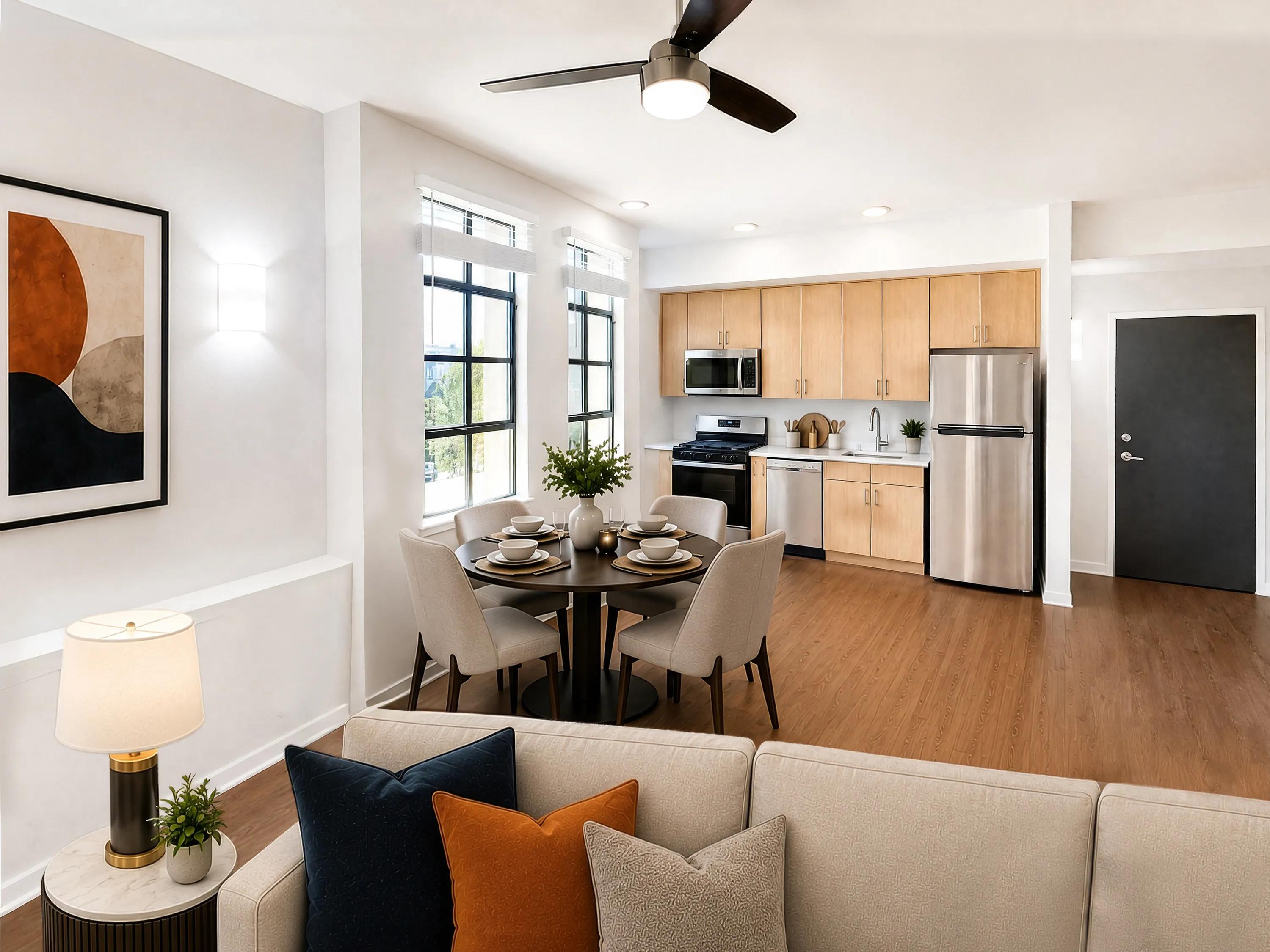 Kitchen at Bachenheimer Apartments with Dishwasher
