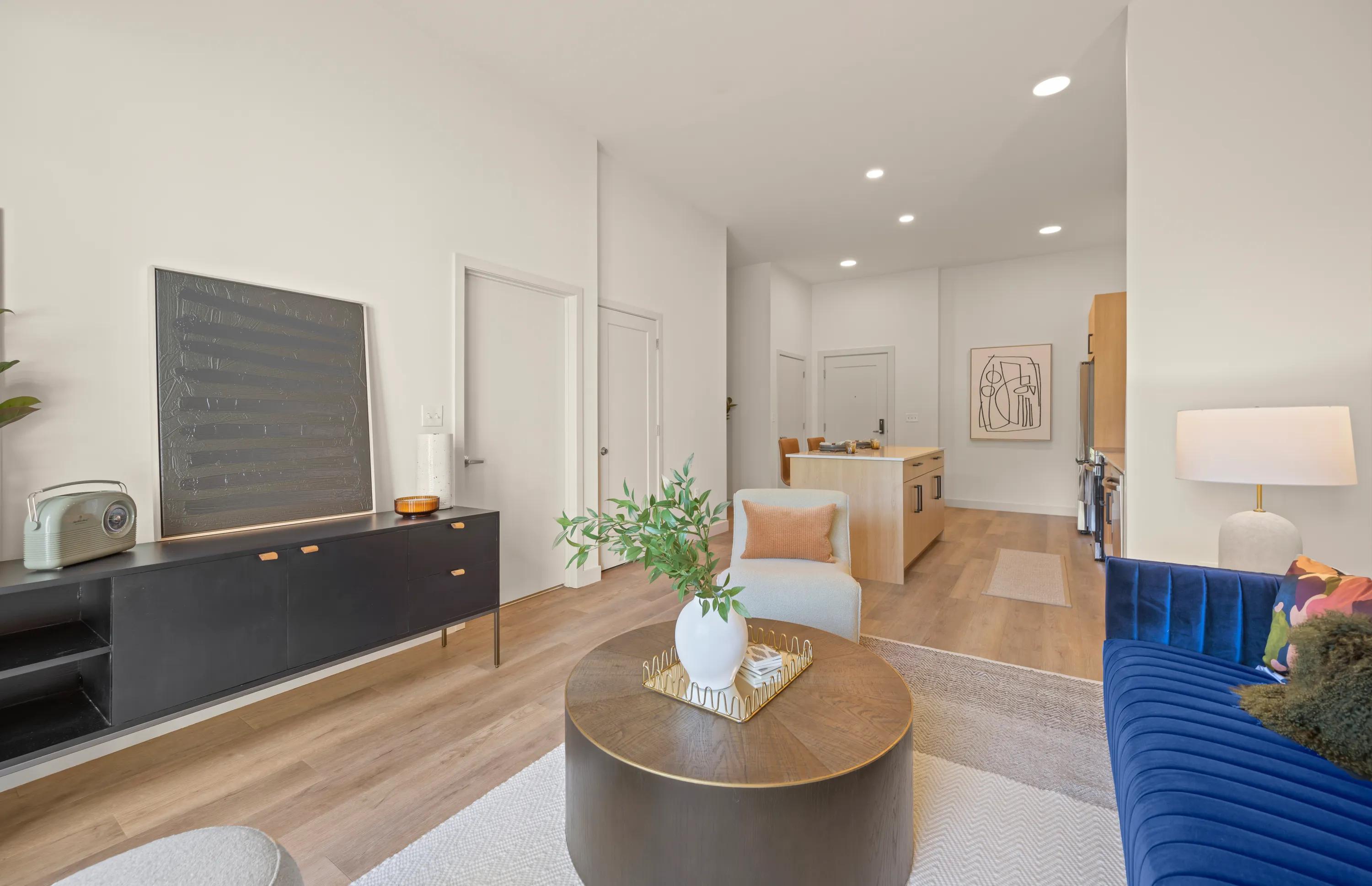 Wood-style plank flooring modera newton apartments in newton ma