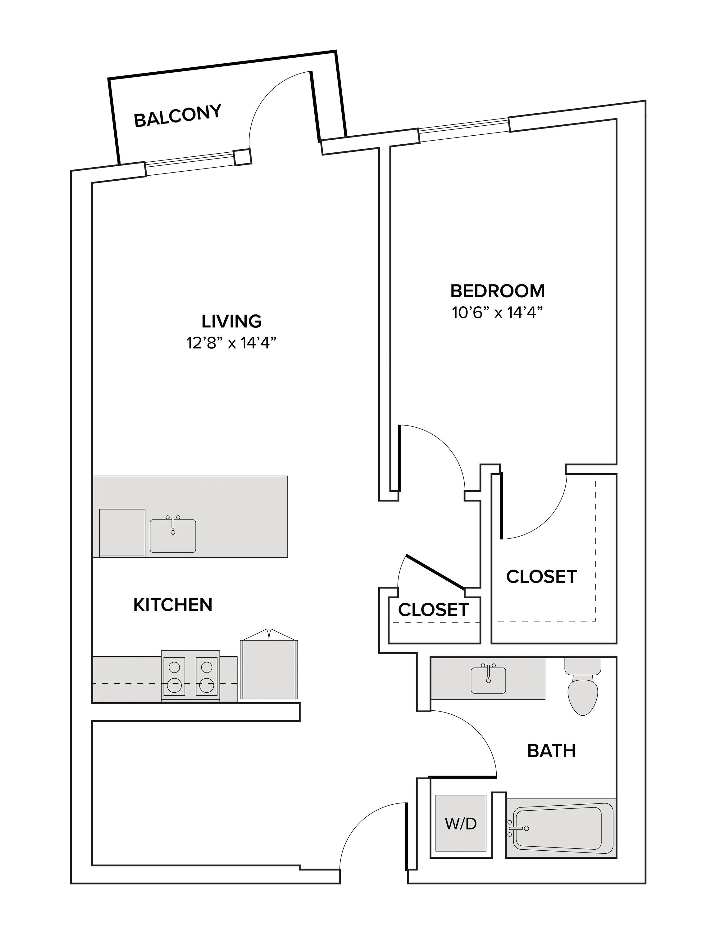 815 square foot one bedroom one bath with a den apartment floor plan image