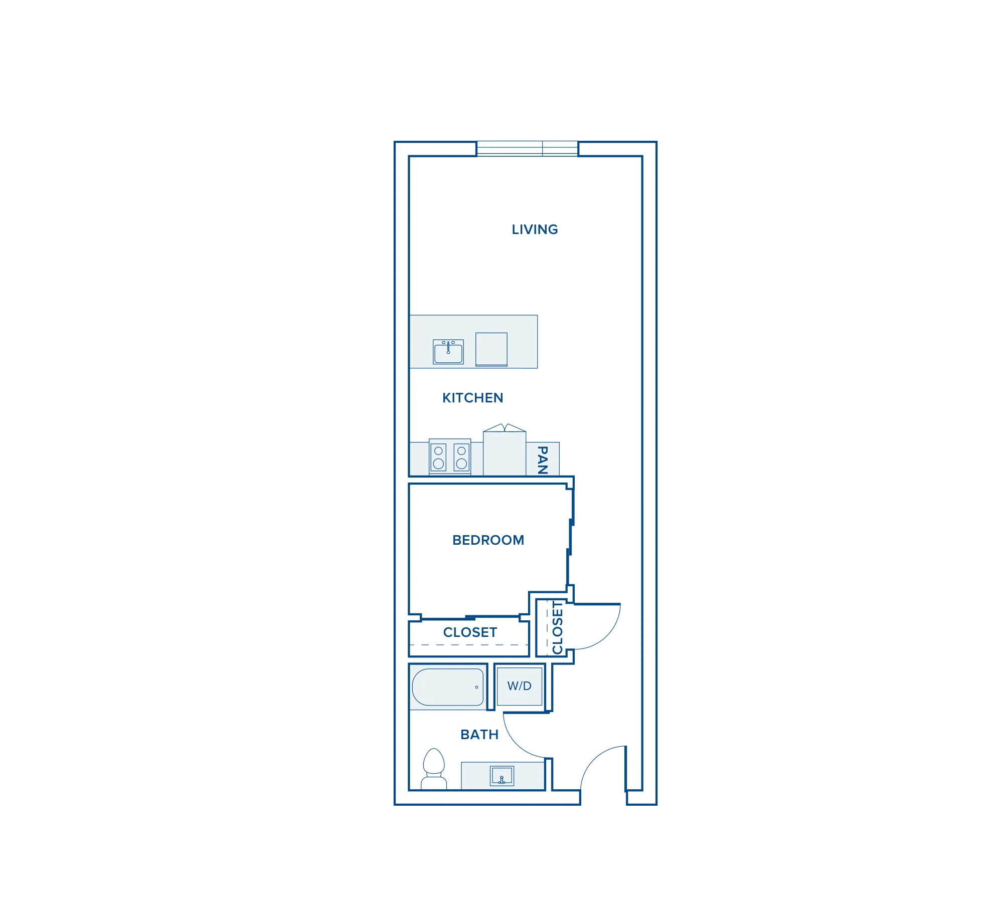 687 square foot one bed one bath floor plan in Shoreline, WA