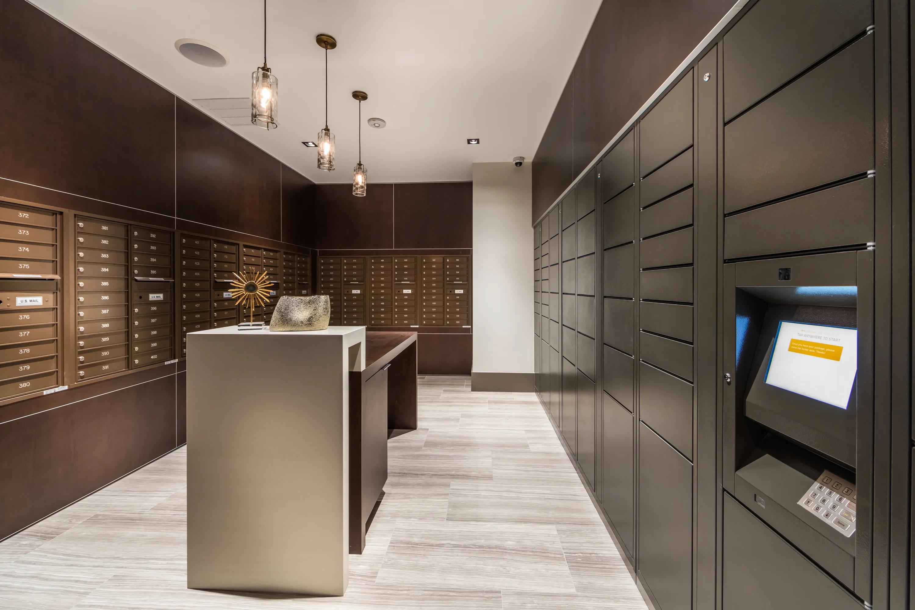 mail room with package lockers 580 anton apartments for rent in costa mesa ca