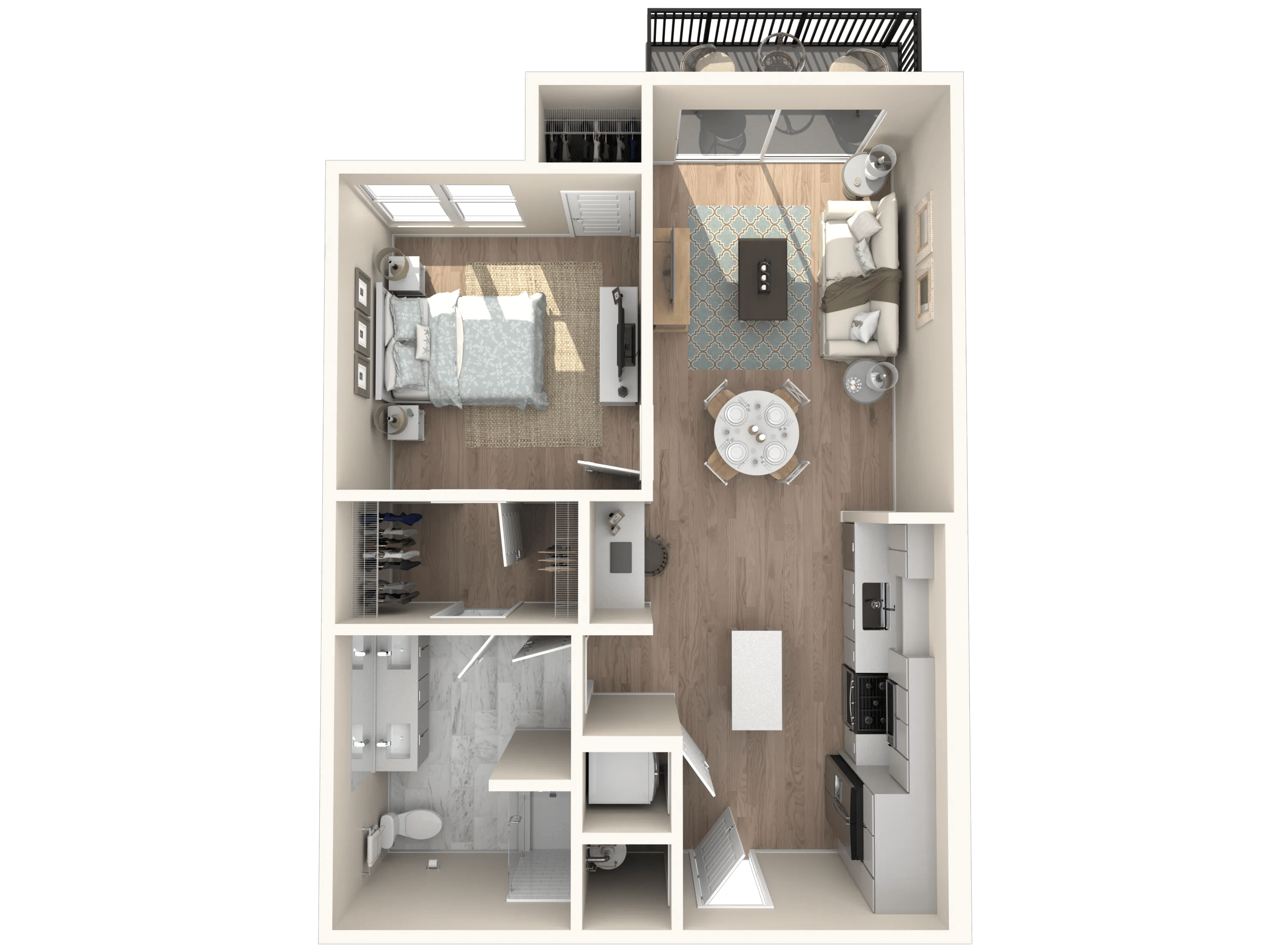 687 square foot one bed one bath floor plan in Tampa, FL